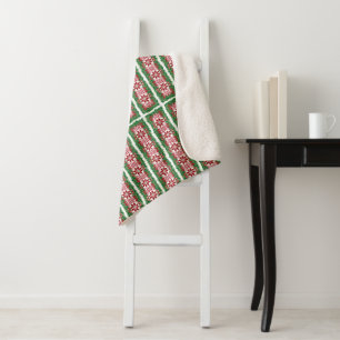 Baltic Christmas Red Green Tribal pattern Sherpa Blanket