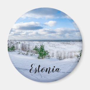 Baltic sea coast covered in snow in winter magnet