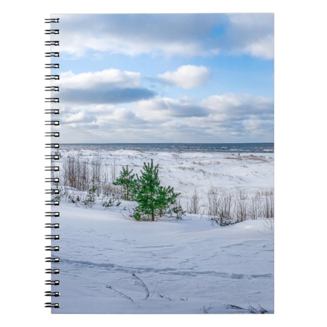 Baltic sea coast covered in snow in winter notebook (Front)