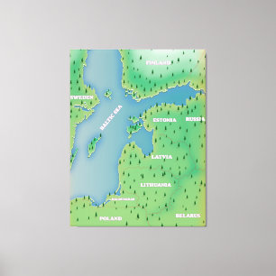 Baltic sea map canvas print