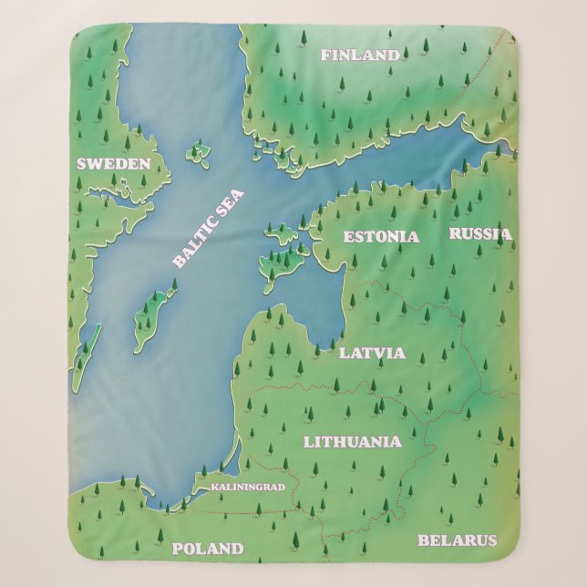 Baltic sea map canvas print sherpa blanket (Front)