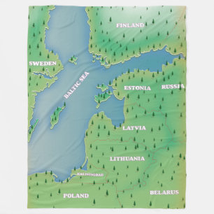 Baltic sea map fleece blanket