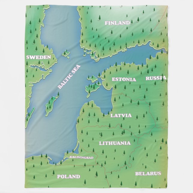 Baltic sea map fleece blanket (Front)
