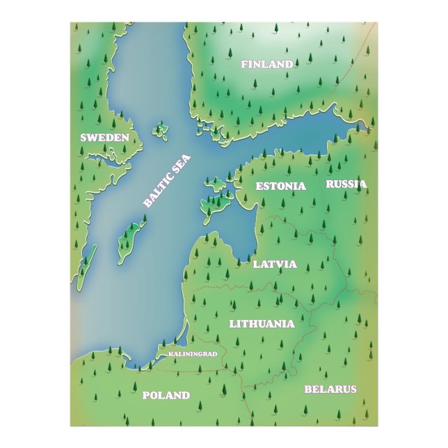 Baltic sea map photo print (Front)