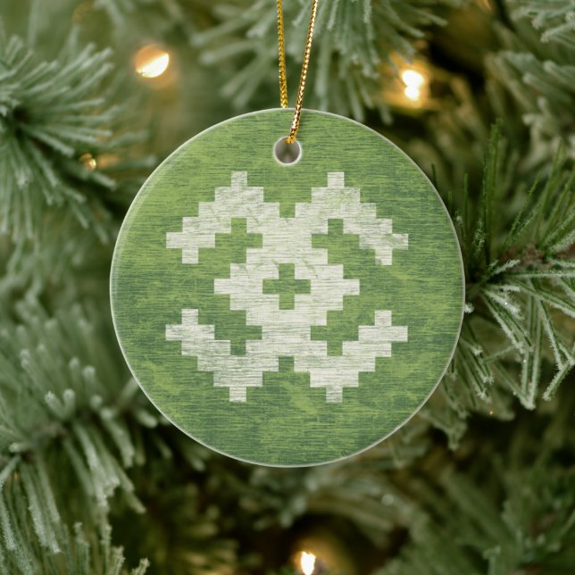 Baltic Symbols Green Vintage Ceramic Ornament (Tree)
