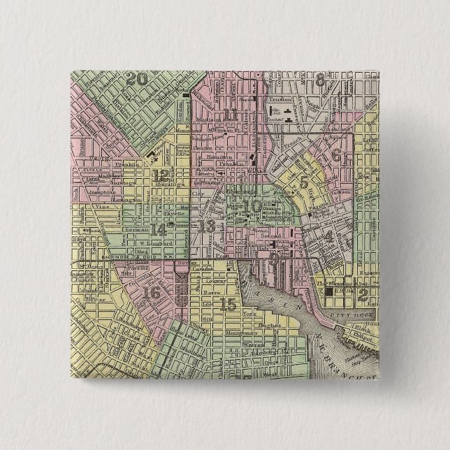 Baltimore 2 Inch Square Button (Front)