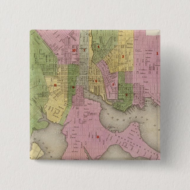 Baltimore 3 2 inch square button (Front)