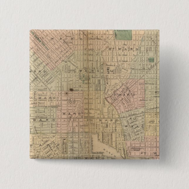 Baltimore 3 2 inch square button (Front)