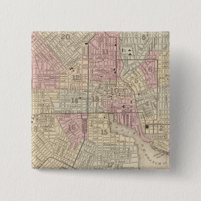 Baltimore 4 2 inch square button (Front)