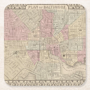 Baltimore 4 square paper coaster