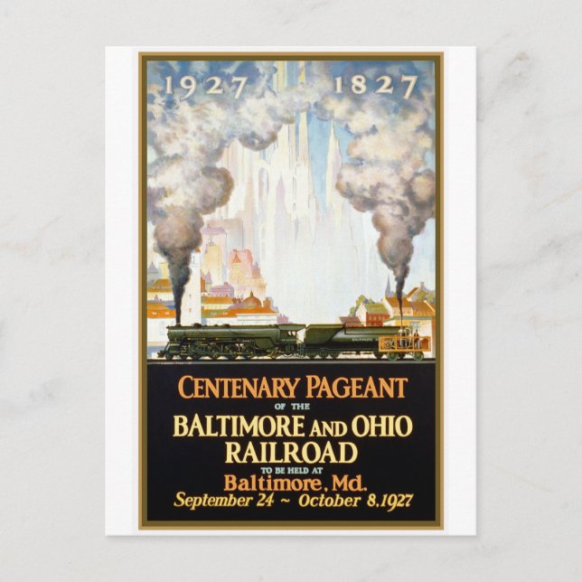 "Baltimore and Ohio Railroad Centenary" Postcard (Front)
