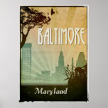 Baltimore Art Deco Design City Poster artwork -<br><div class="desc">A perfect retro travel poster for anyone in love with Baltimore,  Maryland</div>