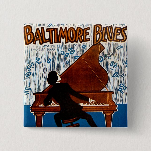 Baltimore Blues 2 Inch Square Button (Front)