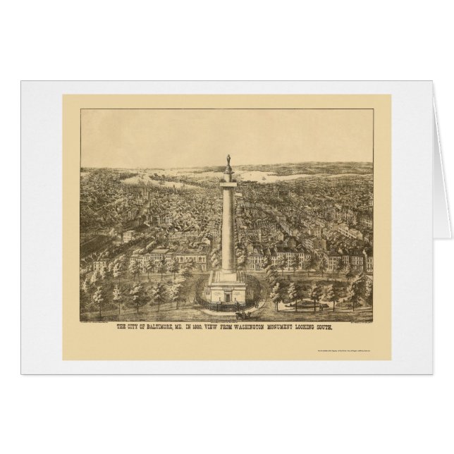 Baltimore, carte panoramique de DM - 1880 (Devant horizontal)