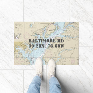 Baltimore Chesapeake ⚓ Latitude Longitude Nautical Doormat
