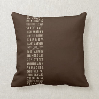 Baltimore Flxible Bus Scroll Throw Pillow (Brown)
