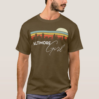 Baltimore Girl Retro Sunset City Skyline Souvenir T-Shirt