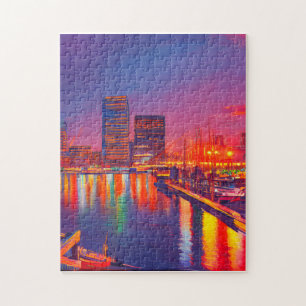 Baltimore Inner Harbour at Night Jigsaw Puzzle
