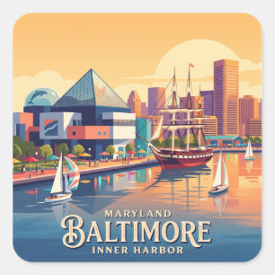 Baltimore Inner Harbour Maryland Square Sticker