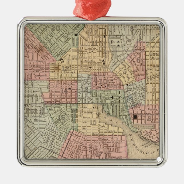 Baltimore Map by Mitchell Metal Ornament (Front)