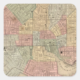 Baltimore Map by Mitchell Square Sticker