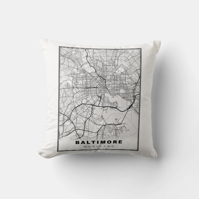 Baltimore Map Throw Pillow (Front)