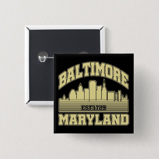 Baltimore,Maryland 2 Inch Square Button (Front & Back)