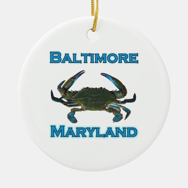 Baltimore Maryland Blue Crab Logo Ceramic Ornament (Front)