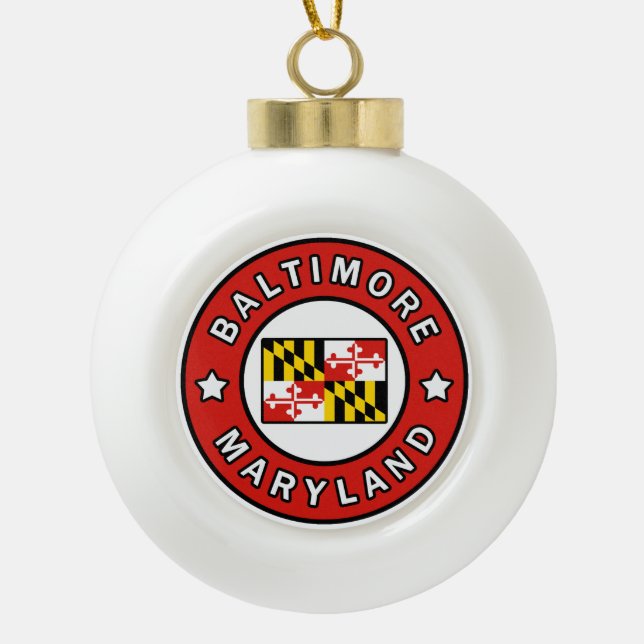 Baltimore Maryland Ceramic Ball Christmas Ornament (Front)