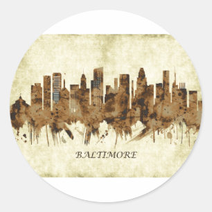 Baltimore Maryland Cityscape Classic Round Sticker
