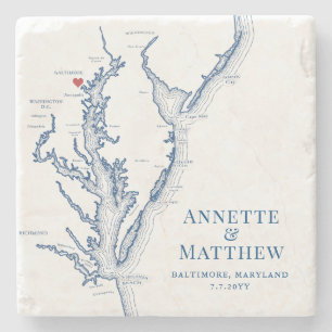 Baltimore Maryland Destination Wedding Favour Stone Coaster