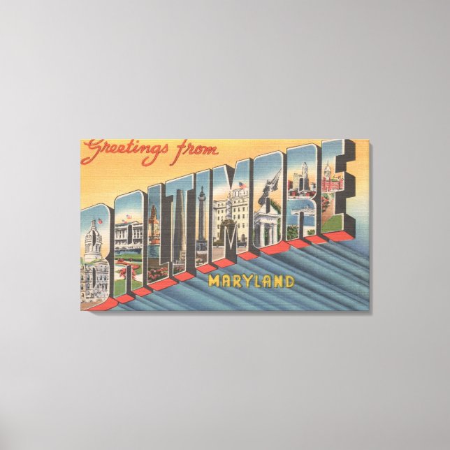 Baltimore, Maryland - Large Letter Scenes 2 Canvas Print (Front)