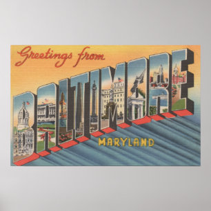 Baltimore, Maryland - Large Letter Scenes 2 Poster