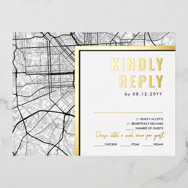 Baltimore, Maryland Love Locator | RSVP Reply Foil Invitation Postcard (Front)