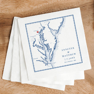 Baltimore Maryland Map Elegant Navy Blue Wedding Napkin