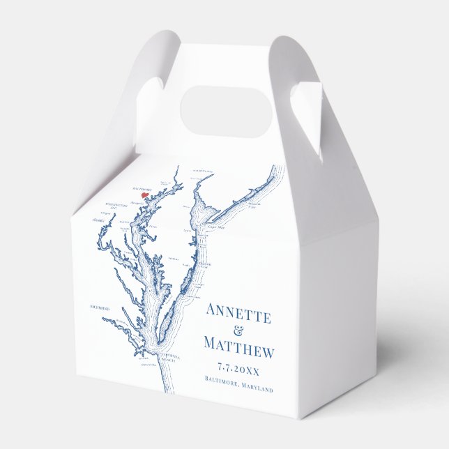 Baltimore Maryland Map Elegant Wedding  Favor Box (Front Side)