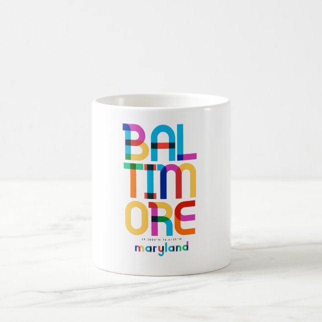 Baltimore Maryland Mid Century, Pop Art, Coffee Mug (Center)