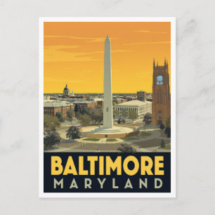 Baltimore Maryland Monument Vintage Art Postcard