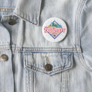 Baltimore Maryland United States Skyline Vintage 2 Inch Round Button