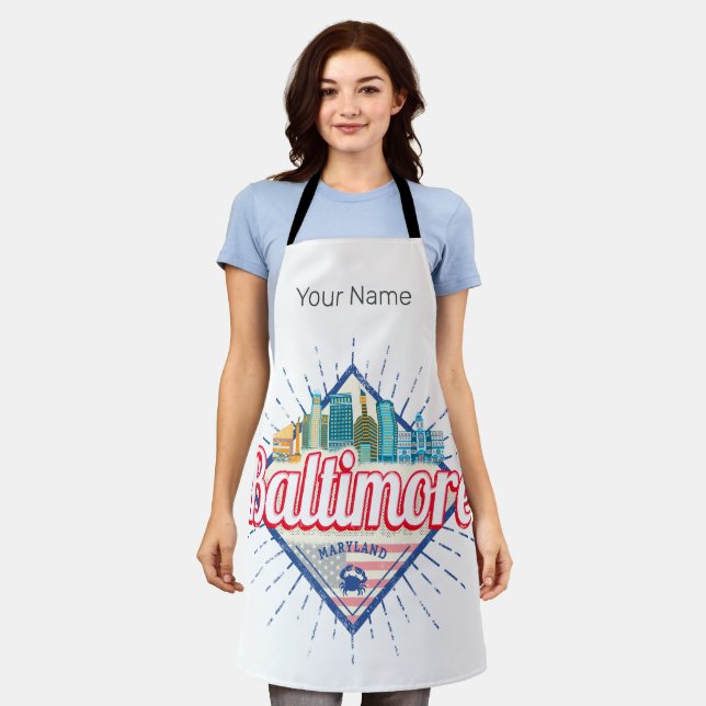 Baltimore Maryland United States Skyline Vintage Apron (Worn)