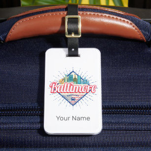 Baltimore Maryland United States Skyline Vintage Luggage Tag