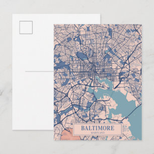 Baltimore Maryland USA Breezy City Map Travel Postcard