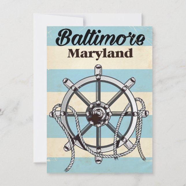 Baltimore Maryland vintage nautical travel poster Invitation (Back)
