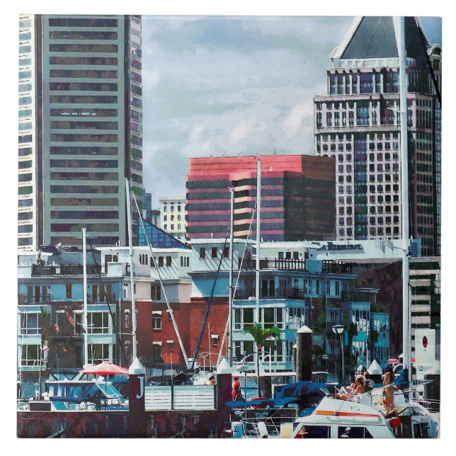 Baltimore MD - Baltimore Skyline at Charles River Tile (Front)