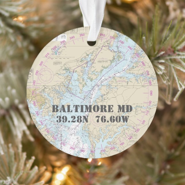 Baltimore MD Commemorative Nautical 2-Sided Ornament (Tree)