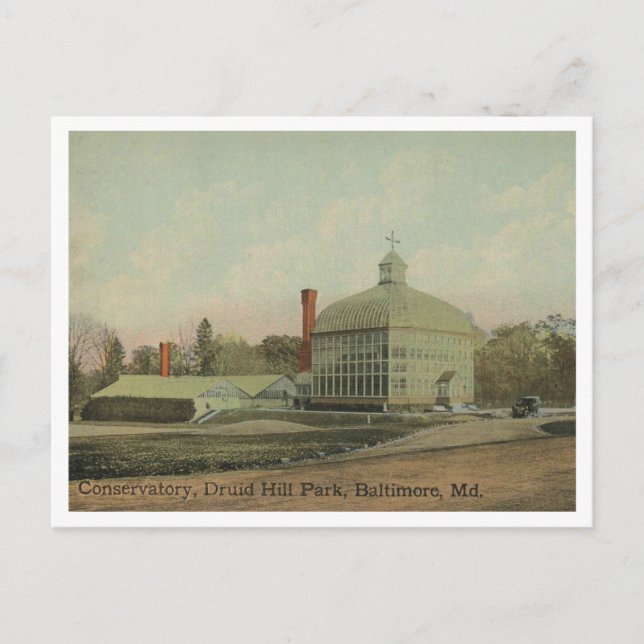 Baltimore MD Druid Hill Park Conservatory 1910 Postcard (Front)
