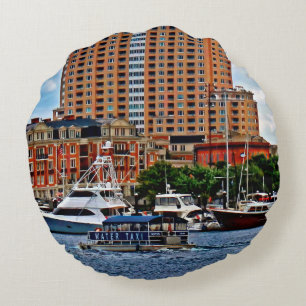 Baltimore MD - Inner Harbor Water Taxi Round Pillow