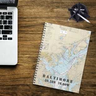 Baltimore MD Latitude Longitude Nautical Chart Notebook