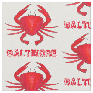 Baltimore MD Maryland Red Crab Crabs Seafood Fabric