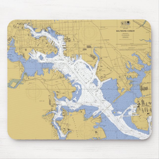 Baltimore, MD Nautical Harbour Chart Mousepad (Front)